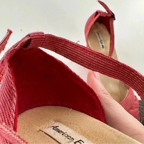 American Eagle womens sandals size 11 red canvas vintage 90s Y2k patriotic - Picture 14 of 15